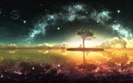 Beautiful-artwork-design-moon-island-chair-tree-stars-water-reflection_s